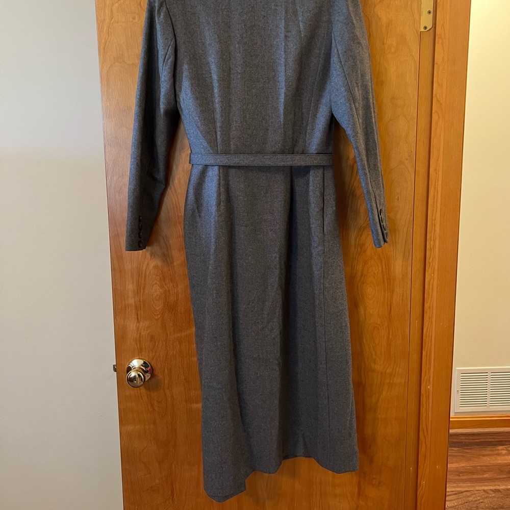 Ralph Lauren Wool Coat With Belt Gray Vintage Blue Label Made USA Size 10 FLAW - Picture 16 of 16